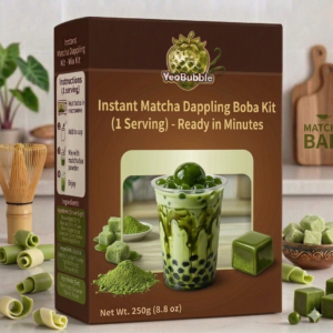 Instant Matcha Dappling Boba Kit – Green Tea Bubble Drink with Chewy Pearls