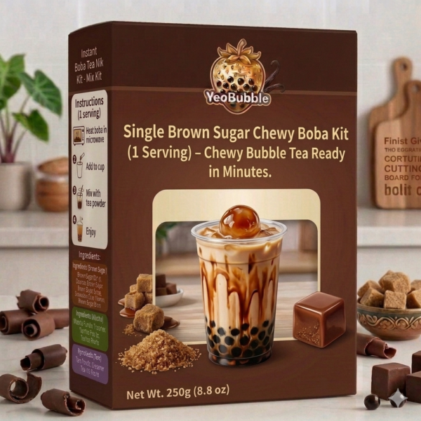 Instant Brown Sugar Dappling Boba Kit – Chewy Bubble Tea Ready in Minutes