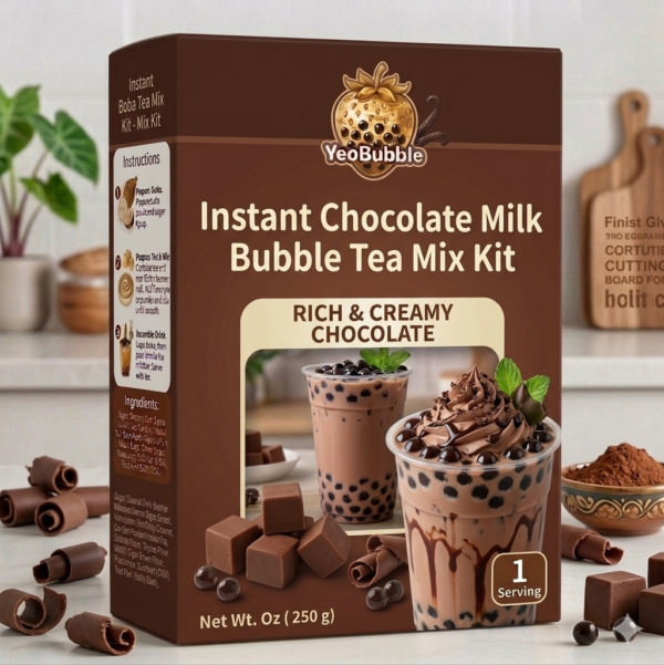 Instant Chocolate Milk Bubble Tea Kit – Rich & Creamy Boba Drink Mix