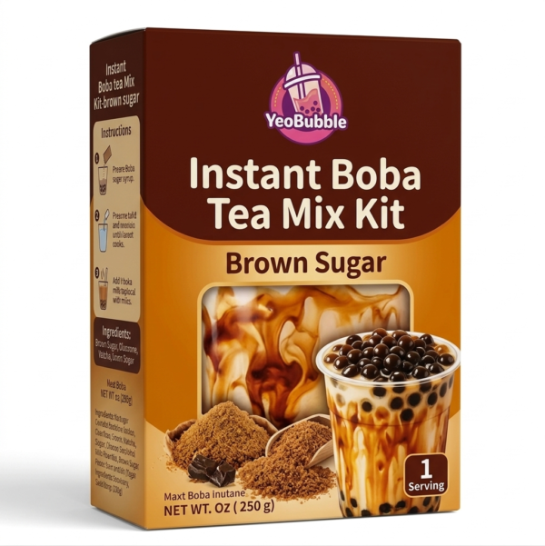 Instant Brown Sugar Bubble Tea Kit – DIY Boba Drink Ready in Minutes
